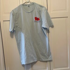 Next Level Apparel Sky Blue Tee with Red Graphic